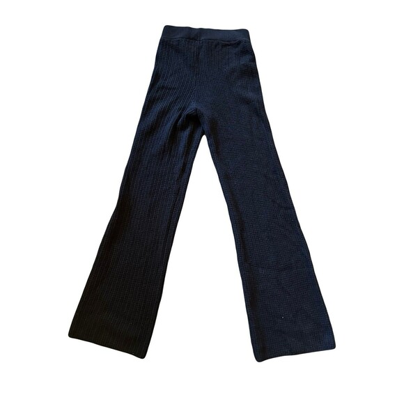 ALO Yoga Sz XXS Black Cashmere High Waist Plush Waffle Pant Long Wide Leg - Picture 2 of 5